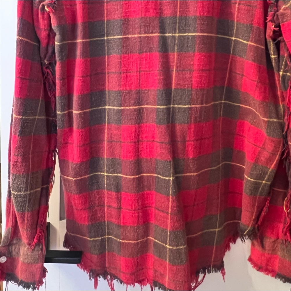 🖤R13 Red and Brown Plaid Frayed Button-Up Shirt🖤 - Picture 10 of 10